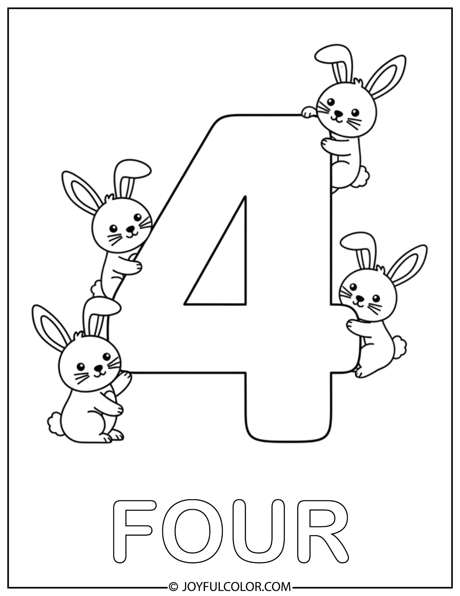 Simple Number 4 Coloring Page