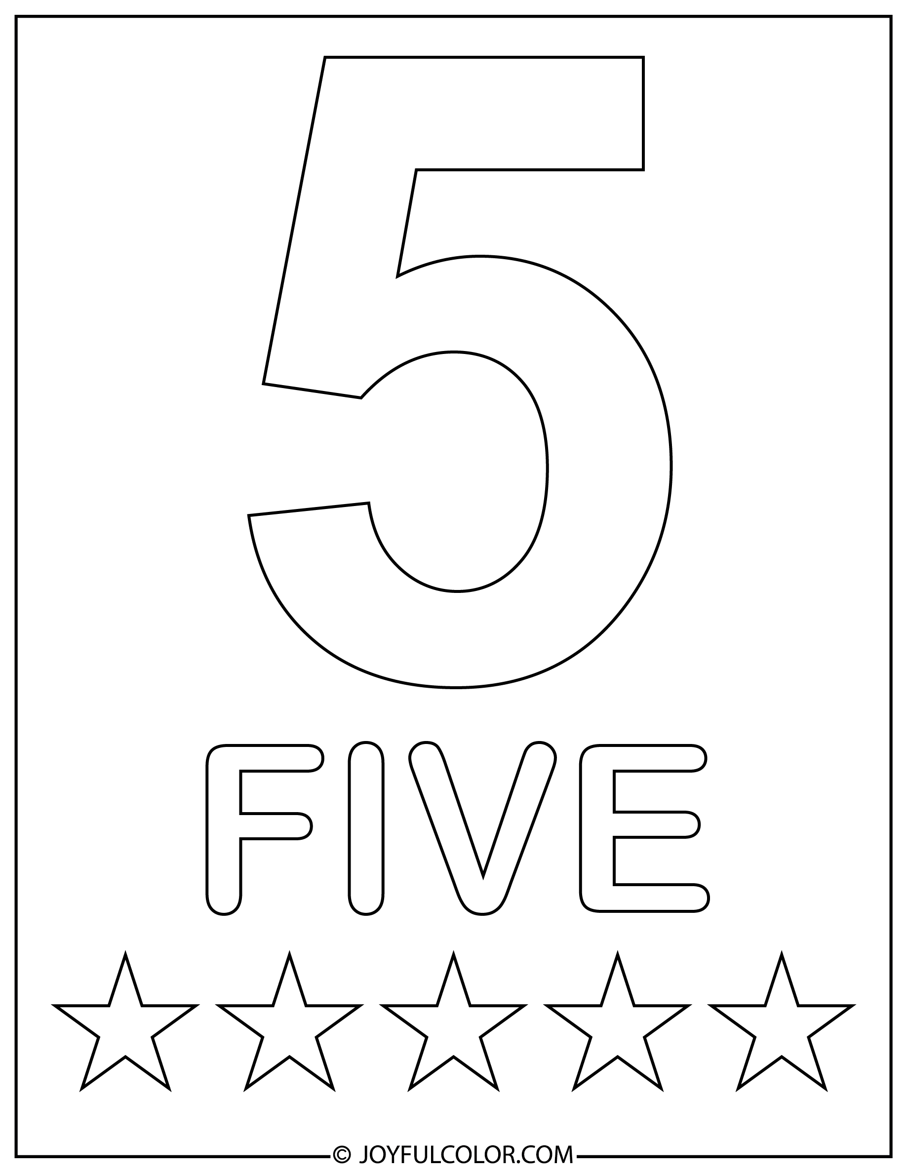 Simple Number 5 Coloring Page