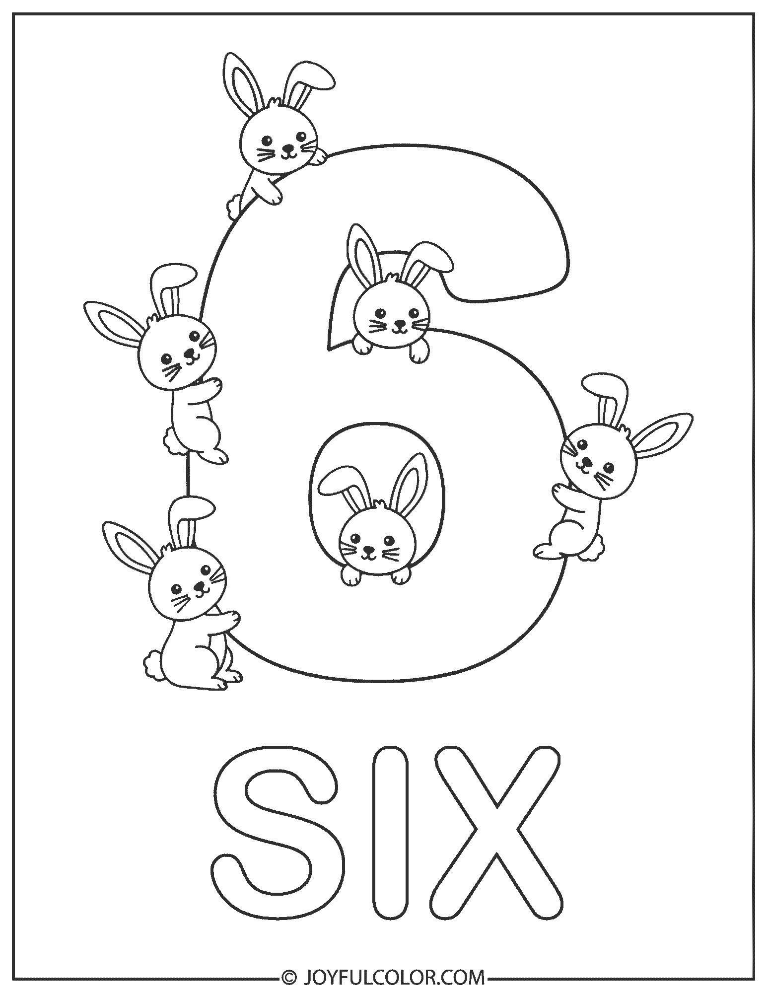 Simple Number 6 Coloring Page