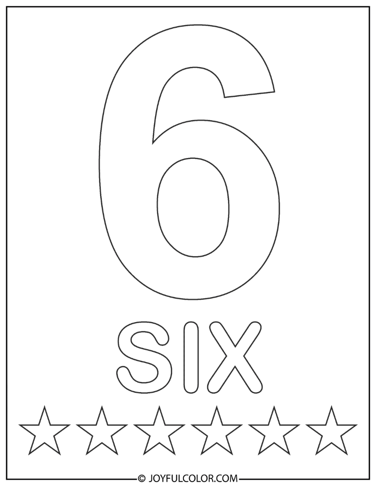 Simple Number 6 Coloring Page