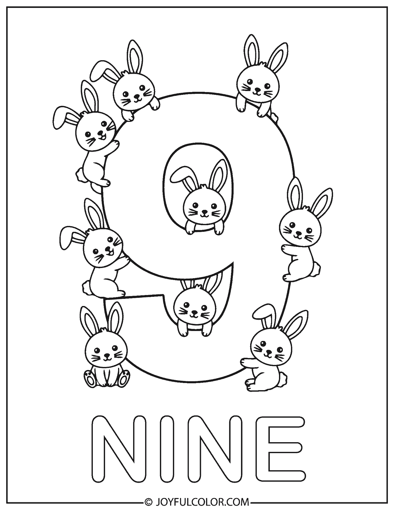 Simple Number 9 Coloring Page