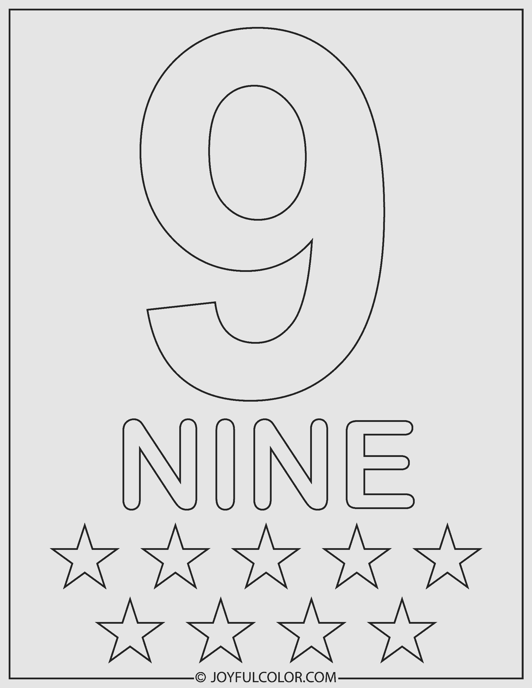 Simple Number 9 Coloring Page
