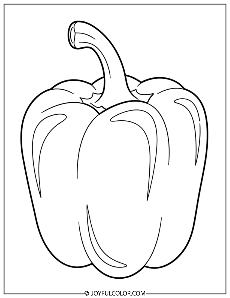Simple Bell Pepper Outline Coloring Page
