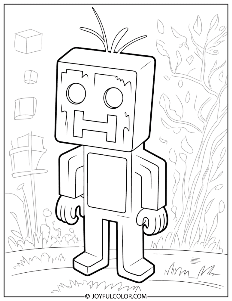 Simple Block Creeper Outline Coloring Page