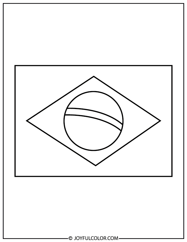 Simple Brazil Flag Coloring Page