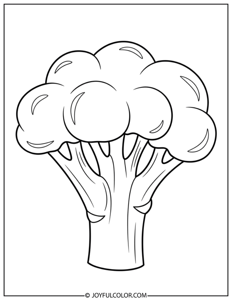 Simple Broccoli Outline Coloring Page