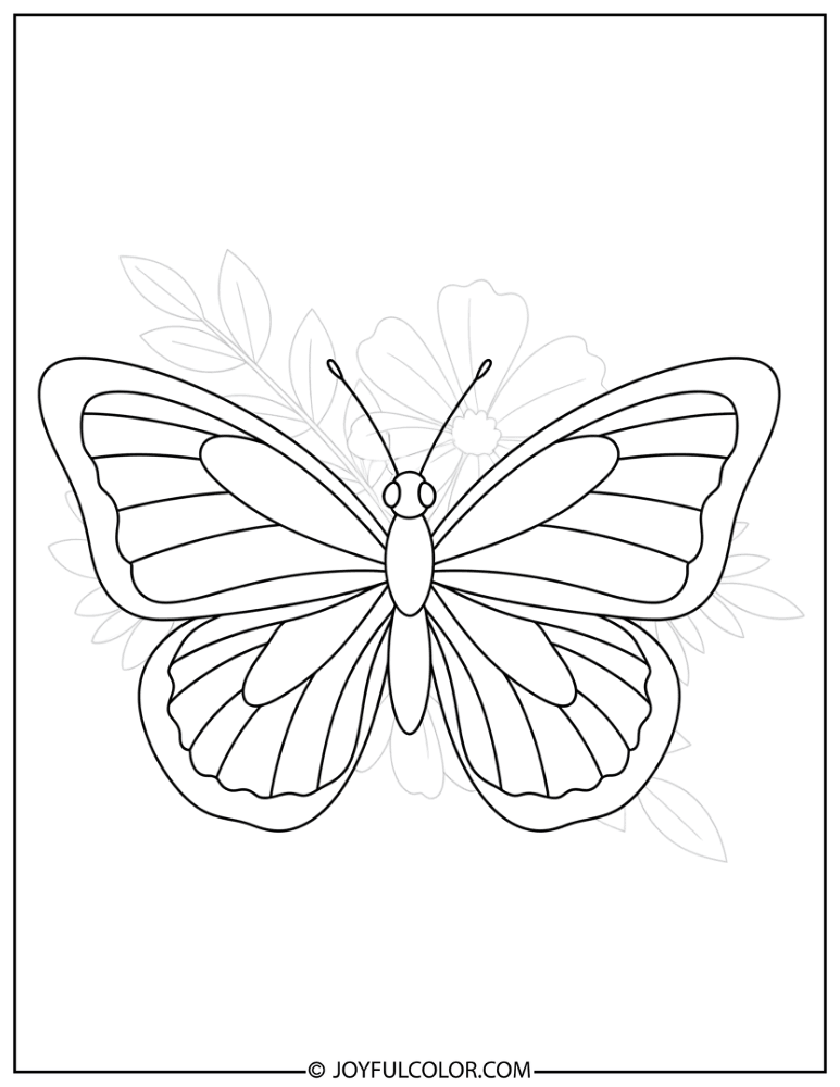 Simple Butterfly Outline Coloring Page