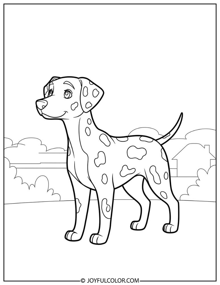 Simple Dalmatian Outline Coloring Page