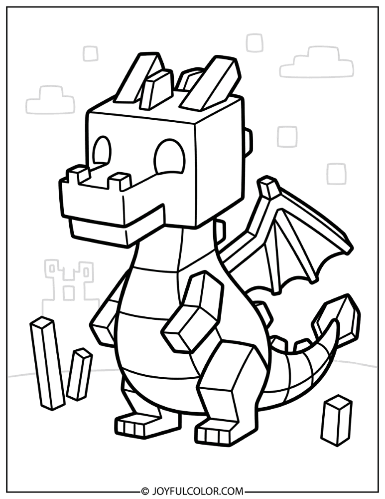 Simple Ender Dragon for Kids Coloring Page