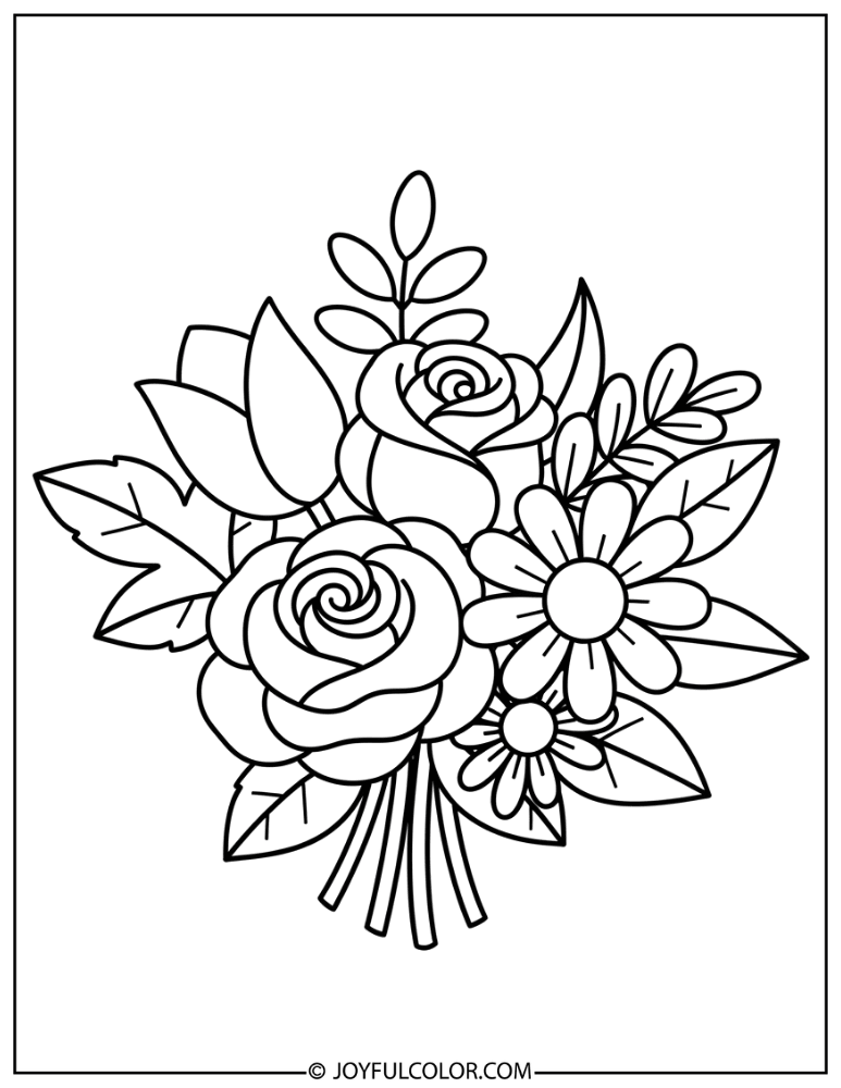 Simple Flower Bouquet Coloring Page