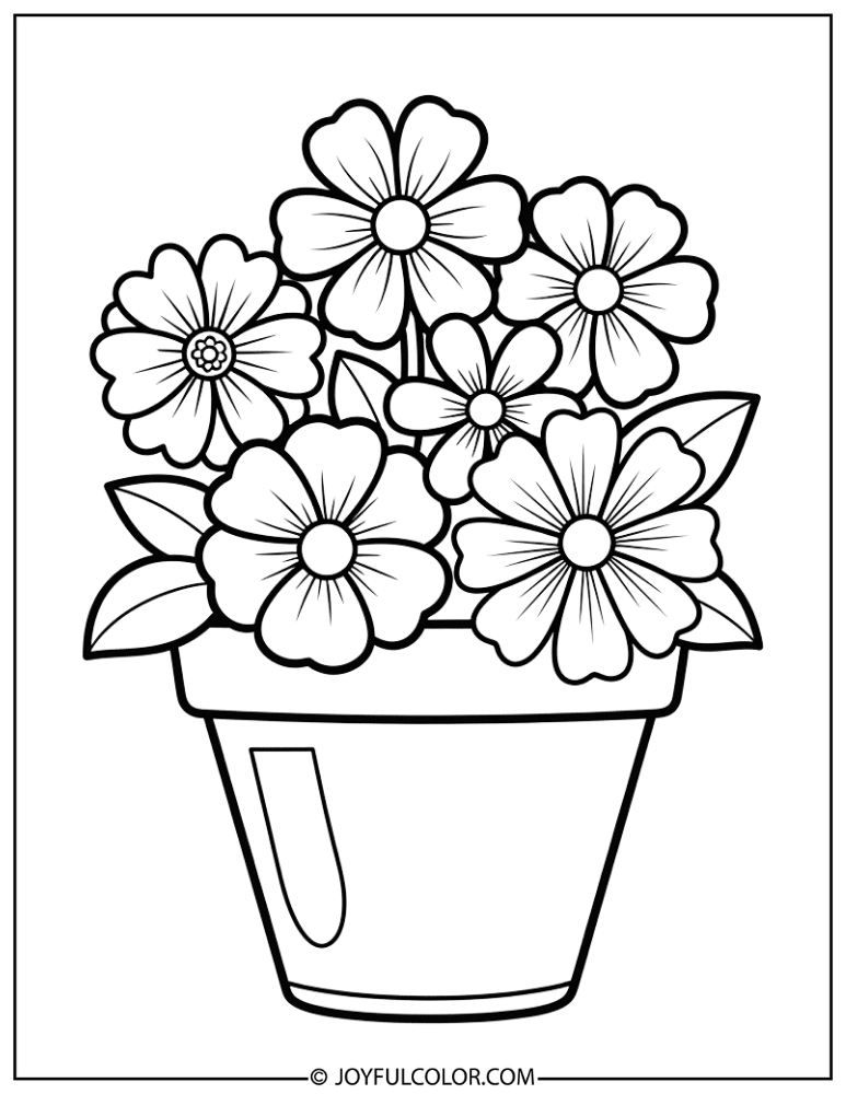 Simple Flower Pot Garden Coloring Page