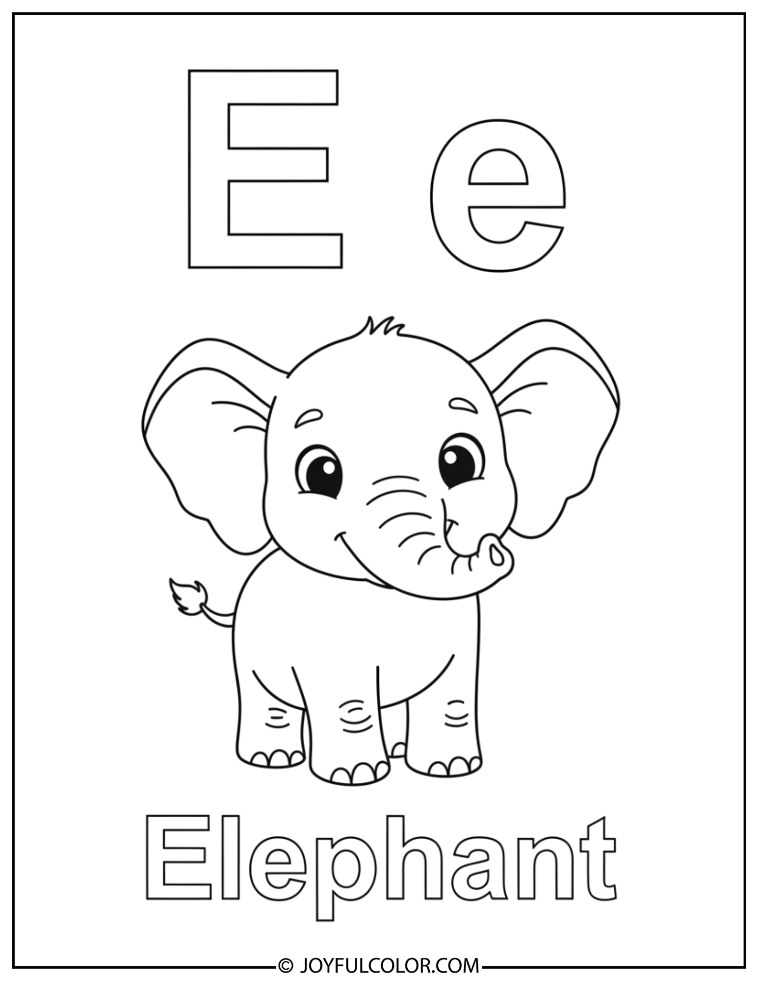 Simple Lowercase Letter E Coloring Page