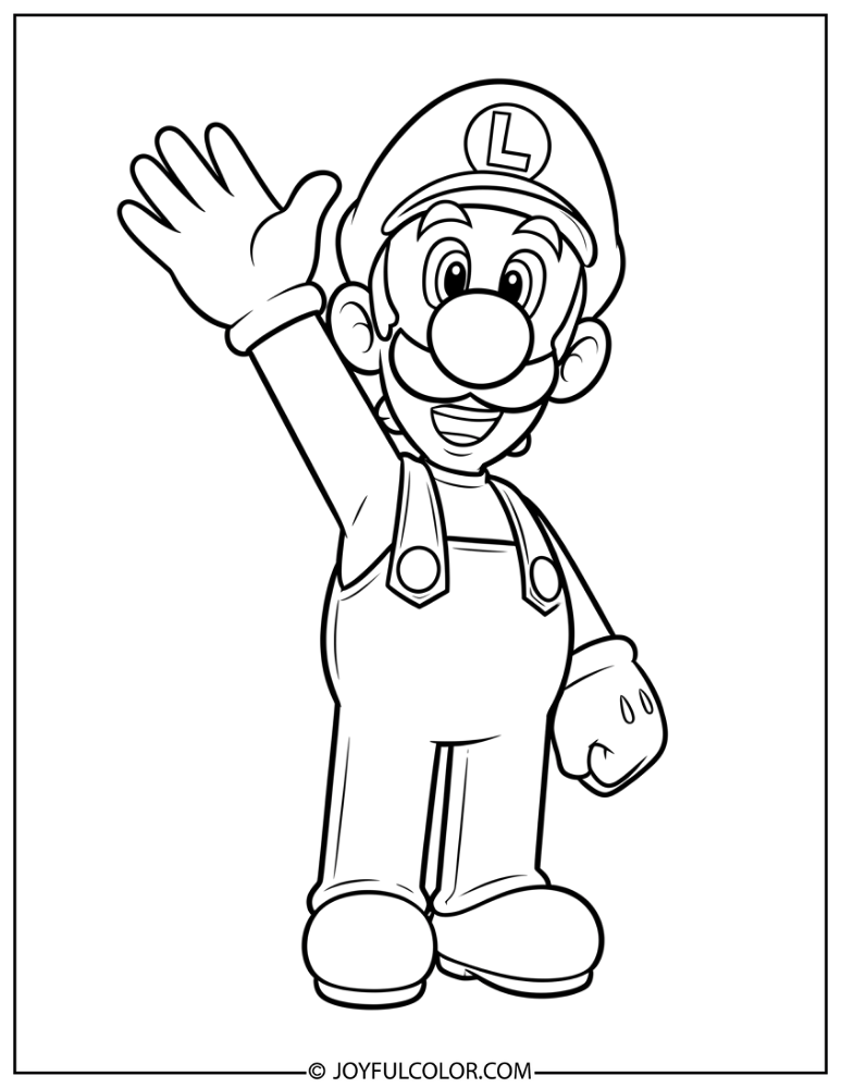 Simple Luigi Coloring Page