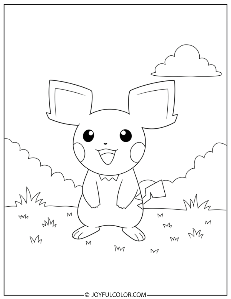 Simple Pichu Coloring Page