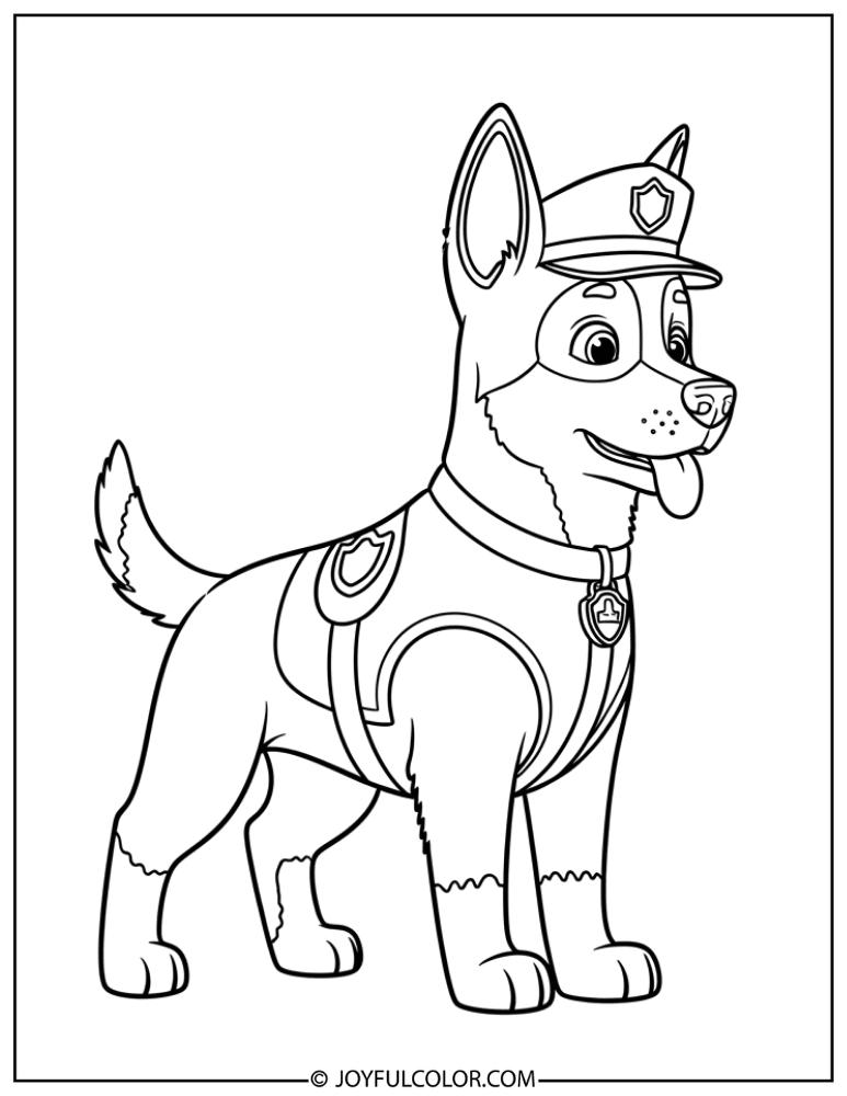 Simple Police Dog Outline Coloring Page
