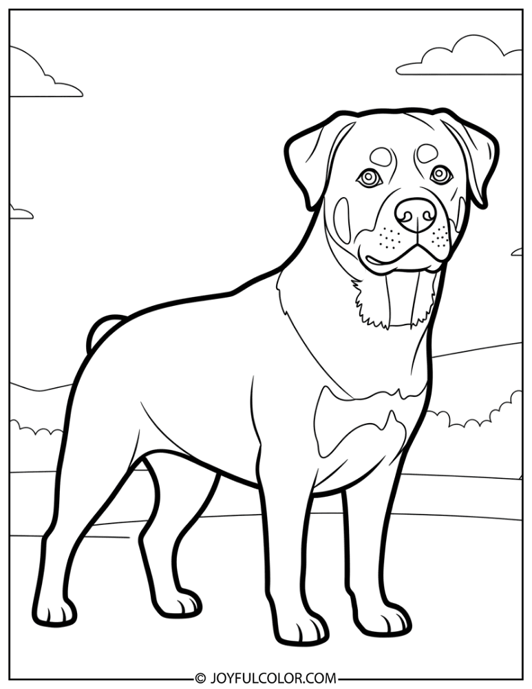 Simple Rottweiler Outline Coloring Page