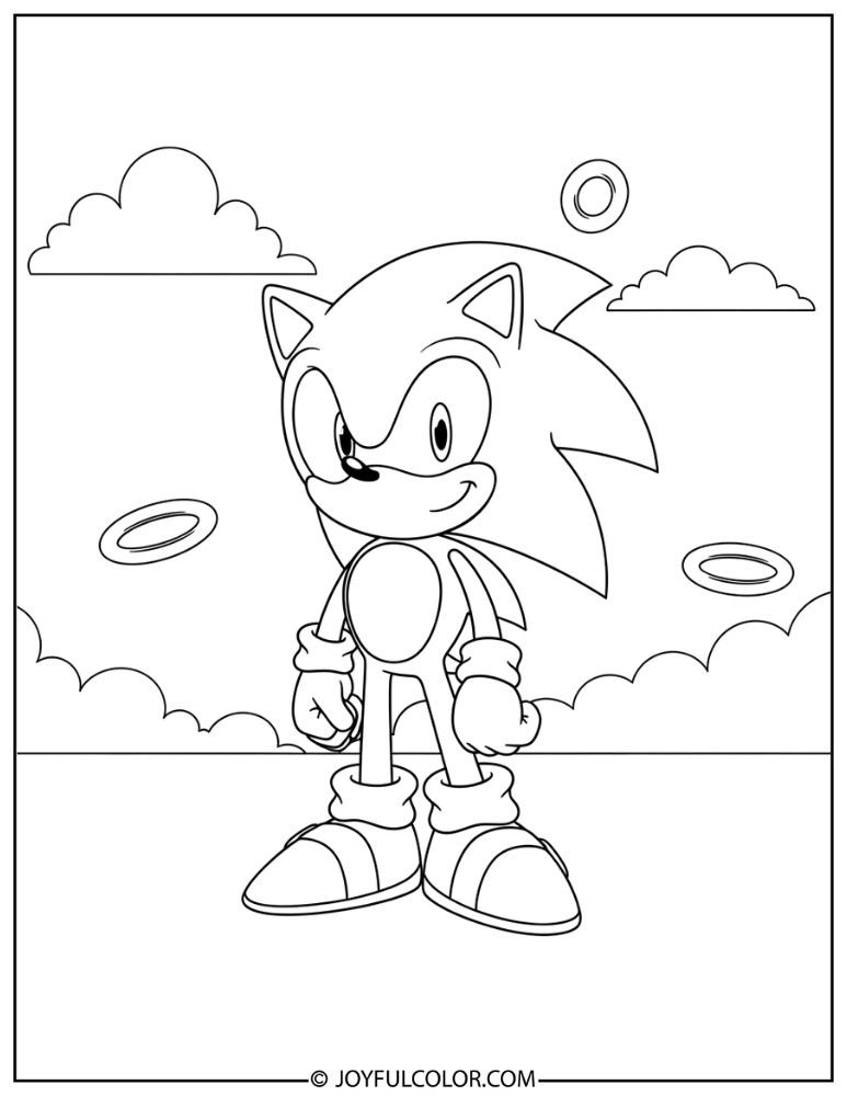 Simple Sonic Coloring Page