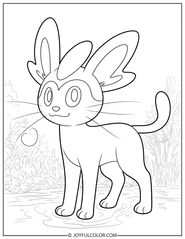 Simple Sylveon Coloring Page for kids