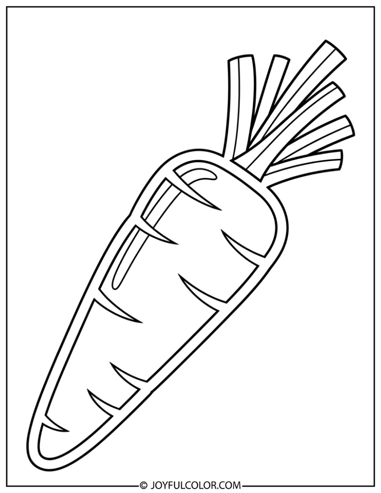 Simple Thick Outline Carrot Coloring Page