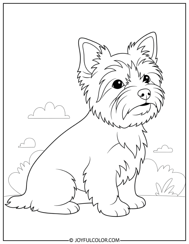 Simple Yorkie Outline Coloring Page