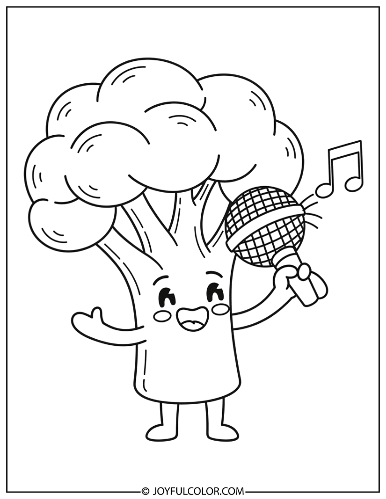 Singing Broccoli Coloring Page
