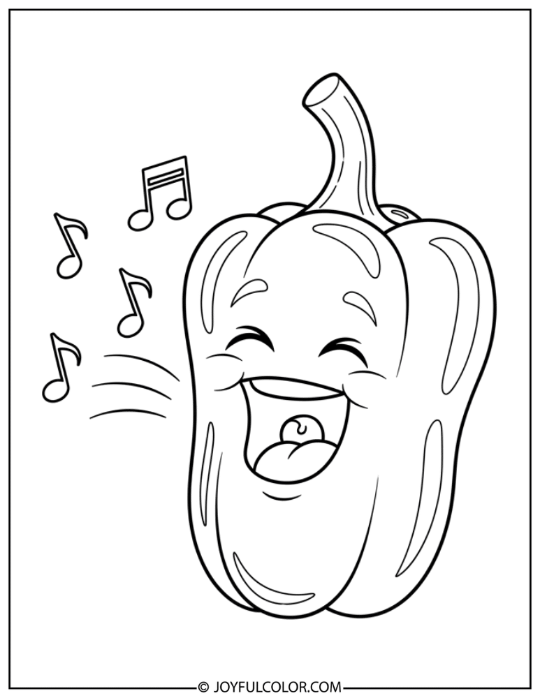 Singing Pepper Coloring Page