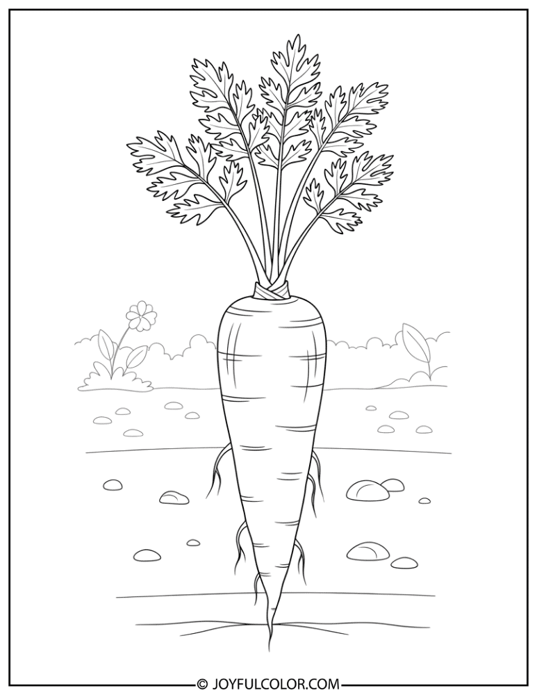 Single Garden Carrot Coloring Page