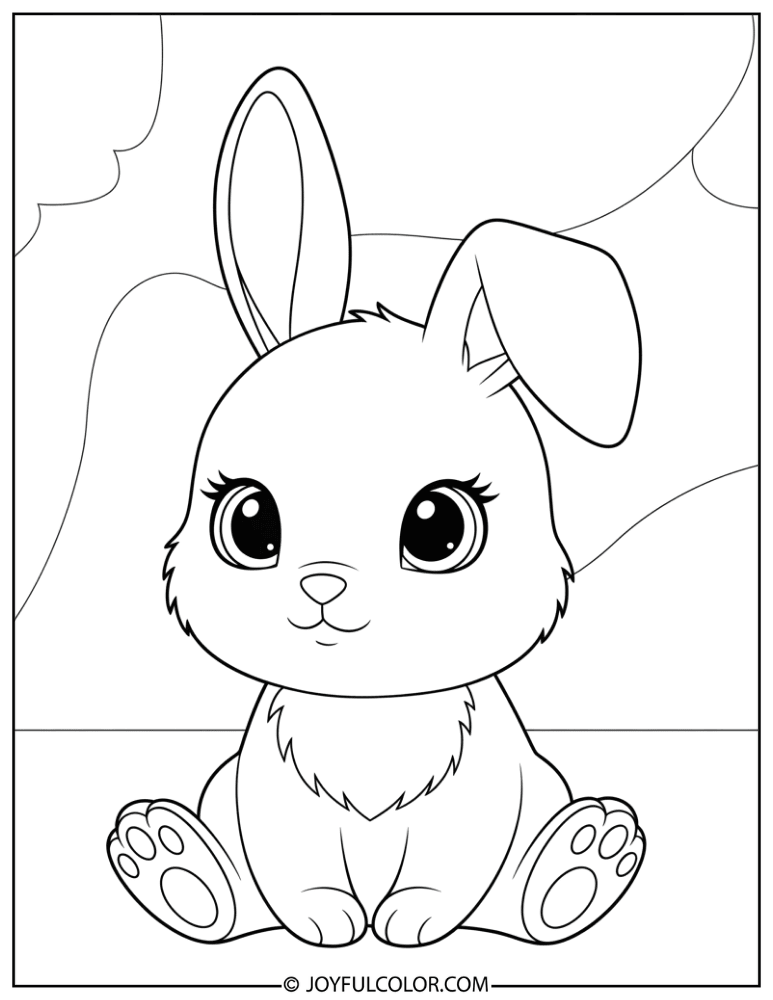 Sitting Spring Bunny Coloring Page