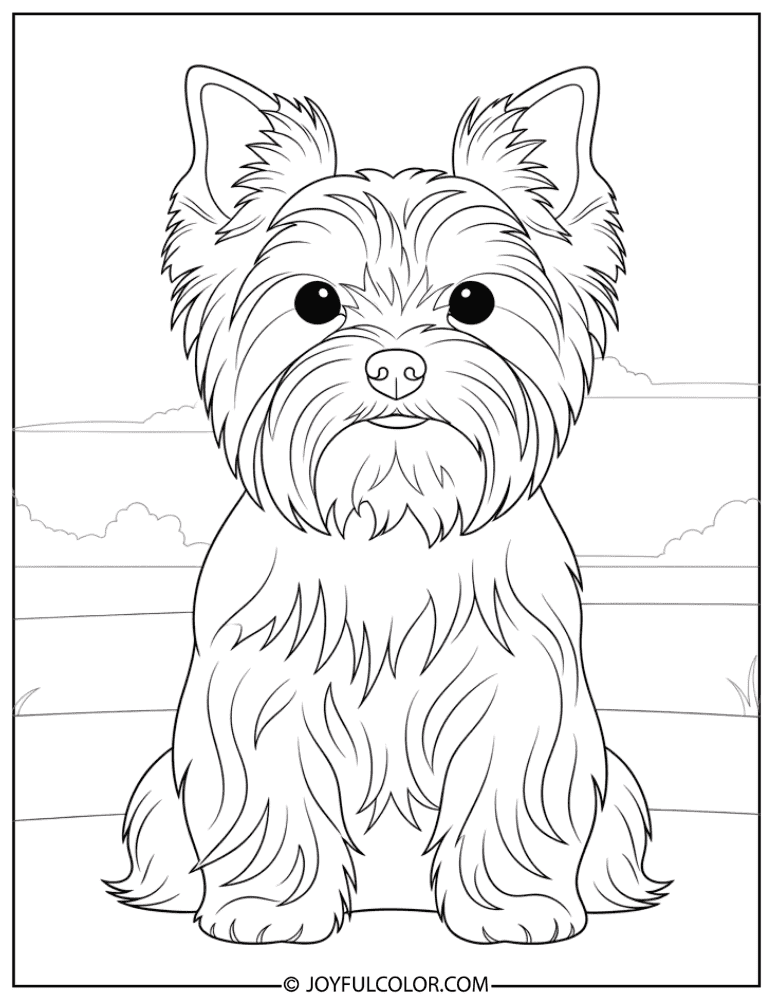 Sitting Yorkshire Terrier Coloring Page