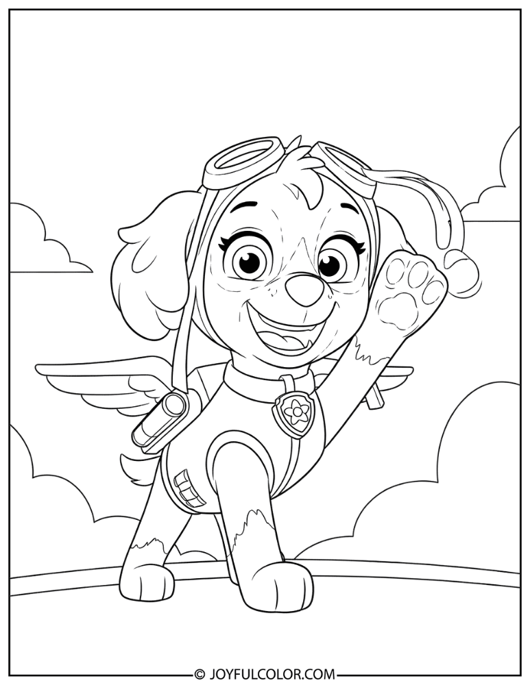 Skye Celebrating a Successful Mission Coloring Page