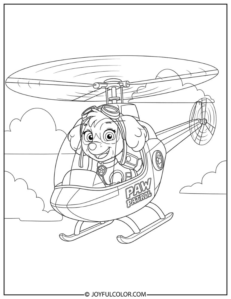Skye Flying Her Helicopter Coloring Page