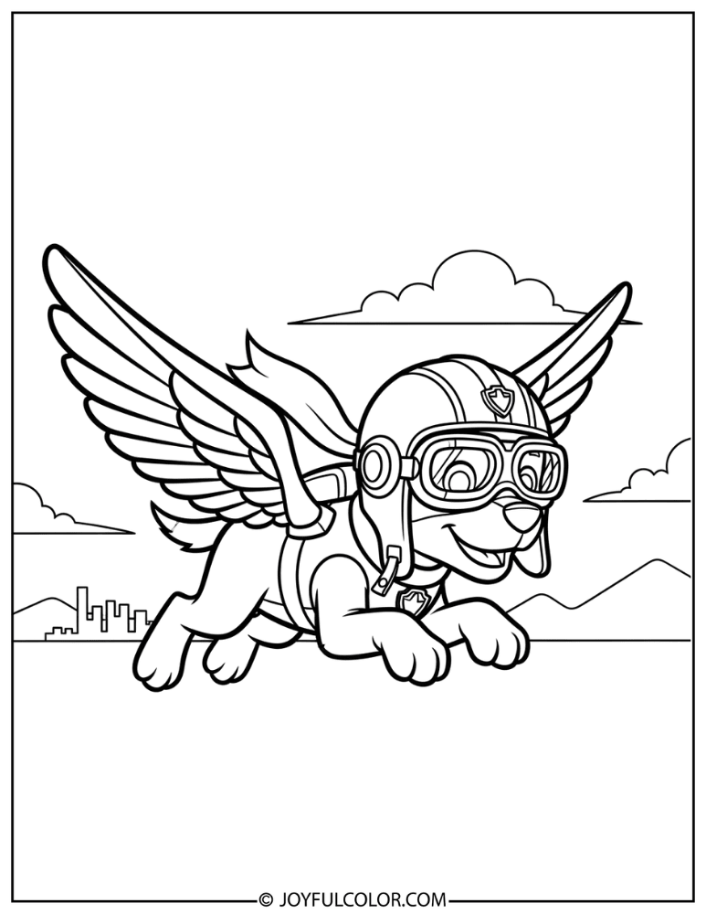 Skye Flying with Wings Coloring Page