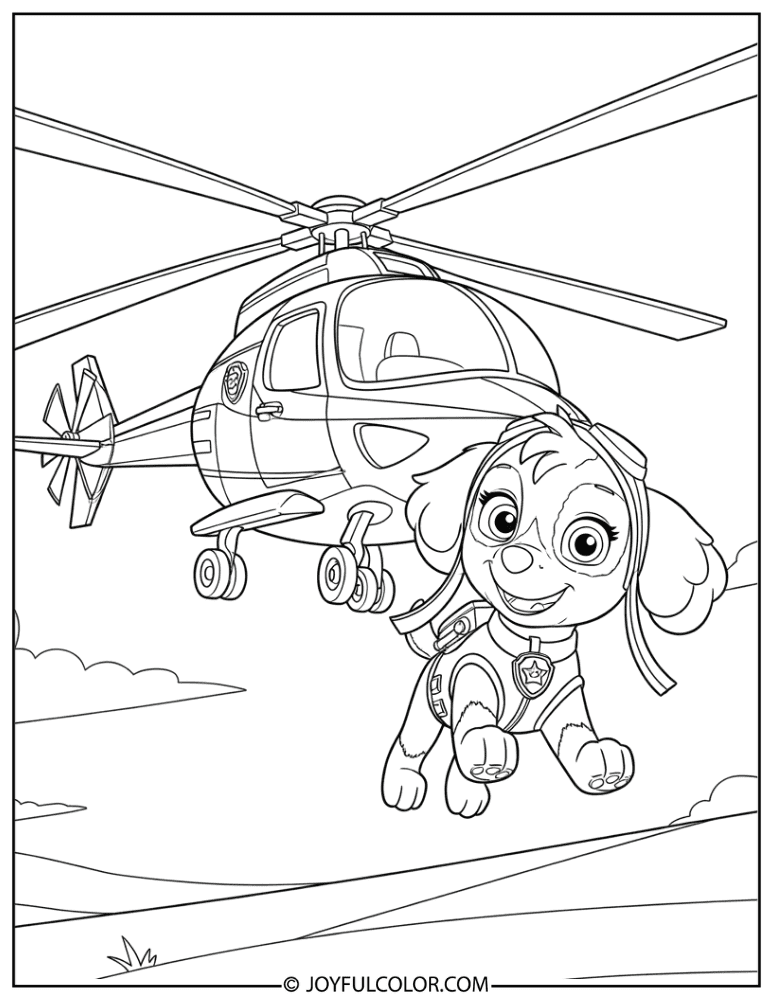 Skye Landing Her Helicopter Coloring Page