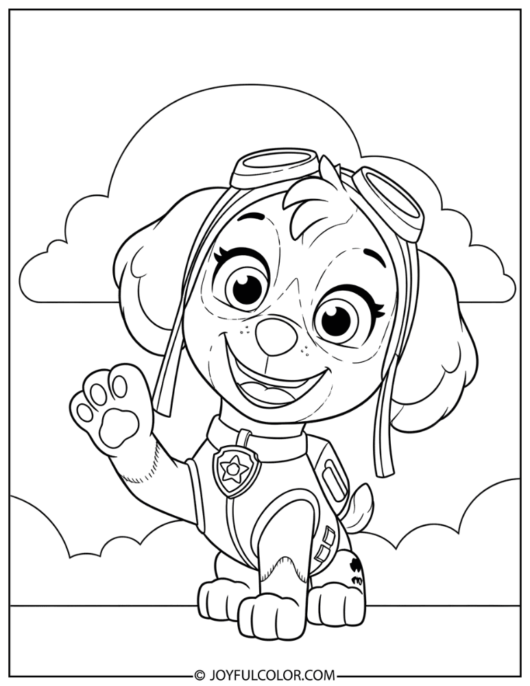 Skye Smiling in Uniform Coloring Page