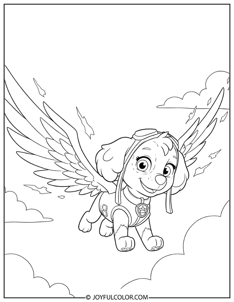 Skye with Energy Wings Coloring Page