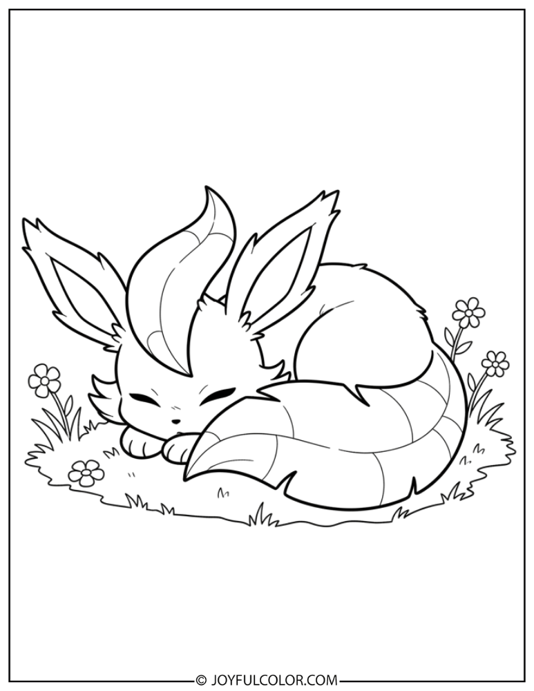 Sleepy Leafeon Coloring Page