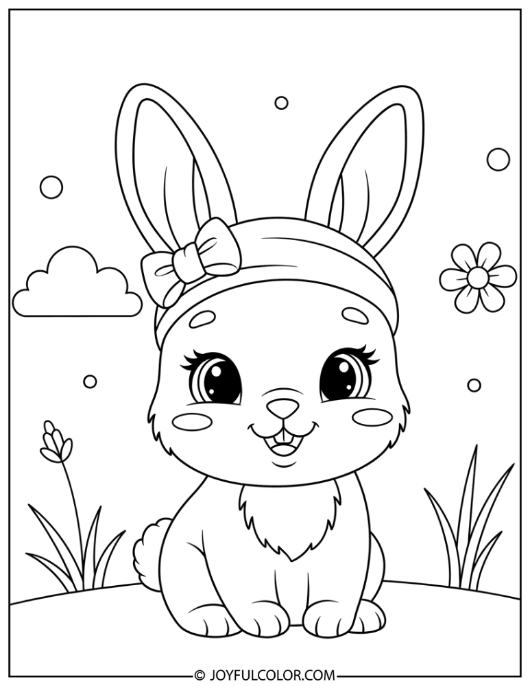 Smiling Baby Bunny Coloring Page
