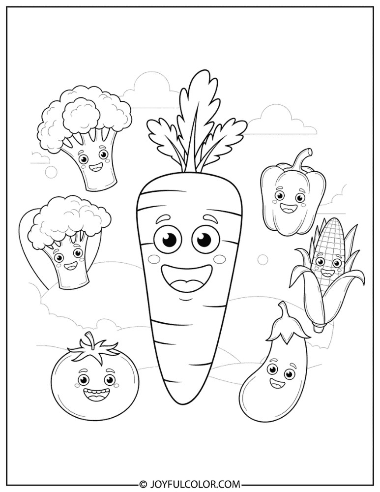 Smiling Carrot Coloring Page