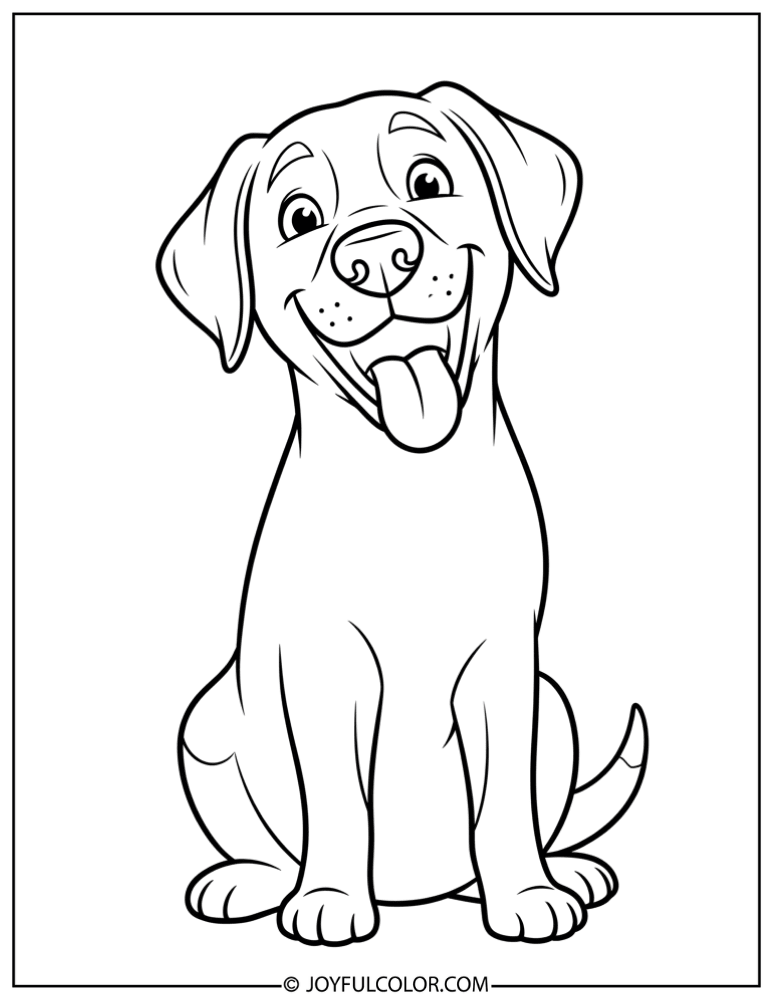 Smiling Cartoon Lab Coloring Page