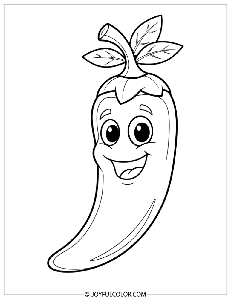 Smiling Chili Pepper Coloring Page