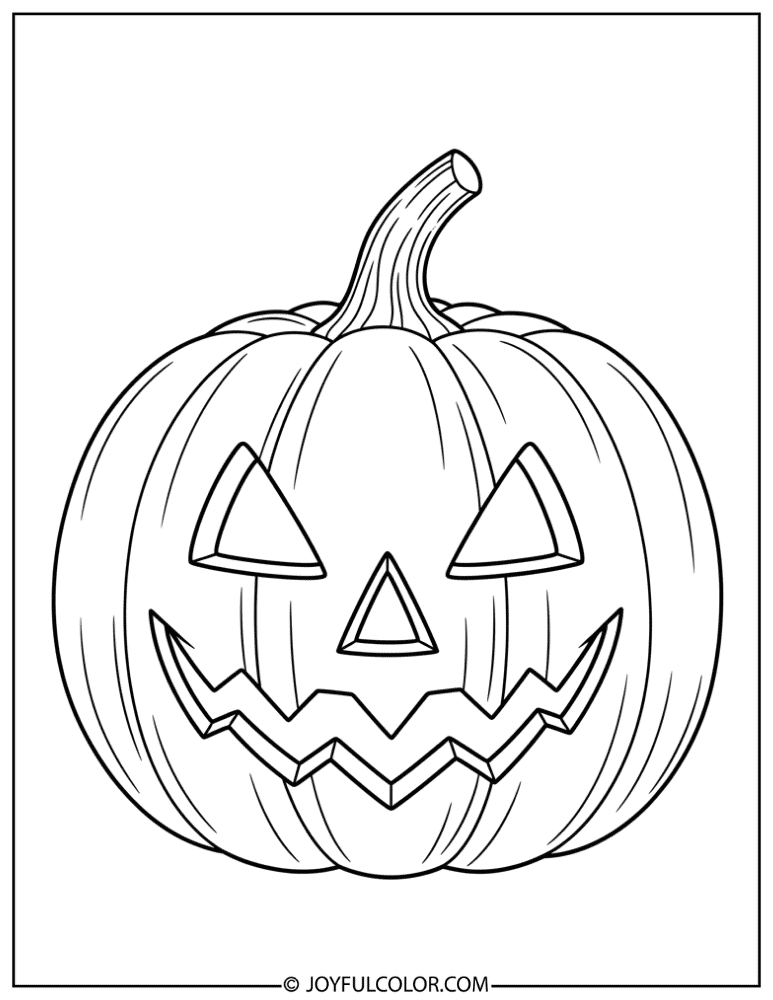 Smiling Jack-O-Lantern Coloring Page