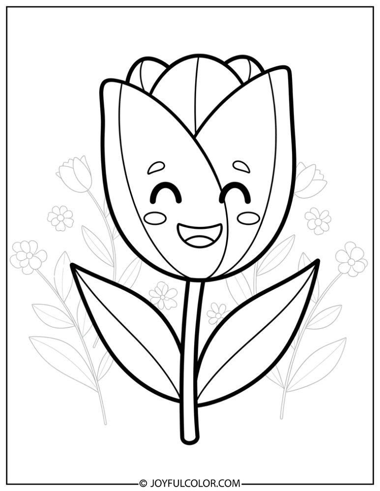 Smiling Tulip Coloring Page