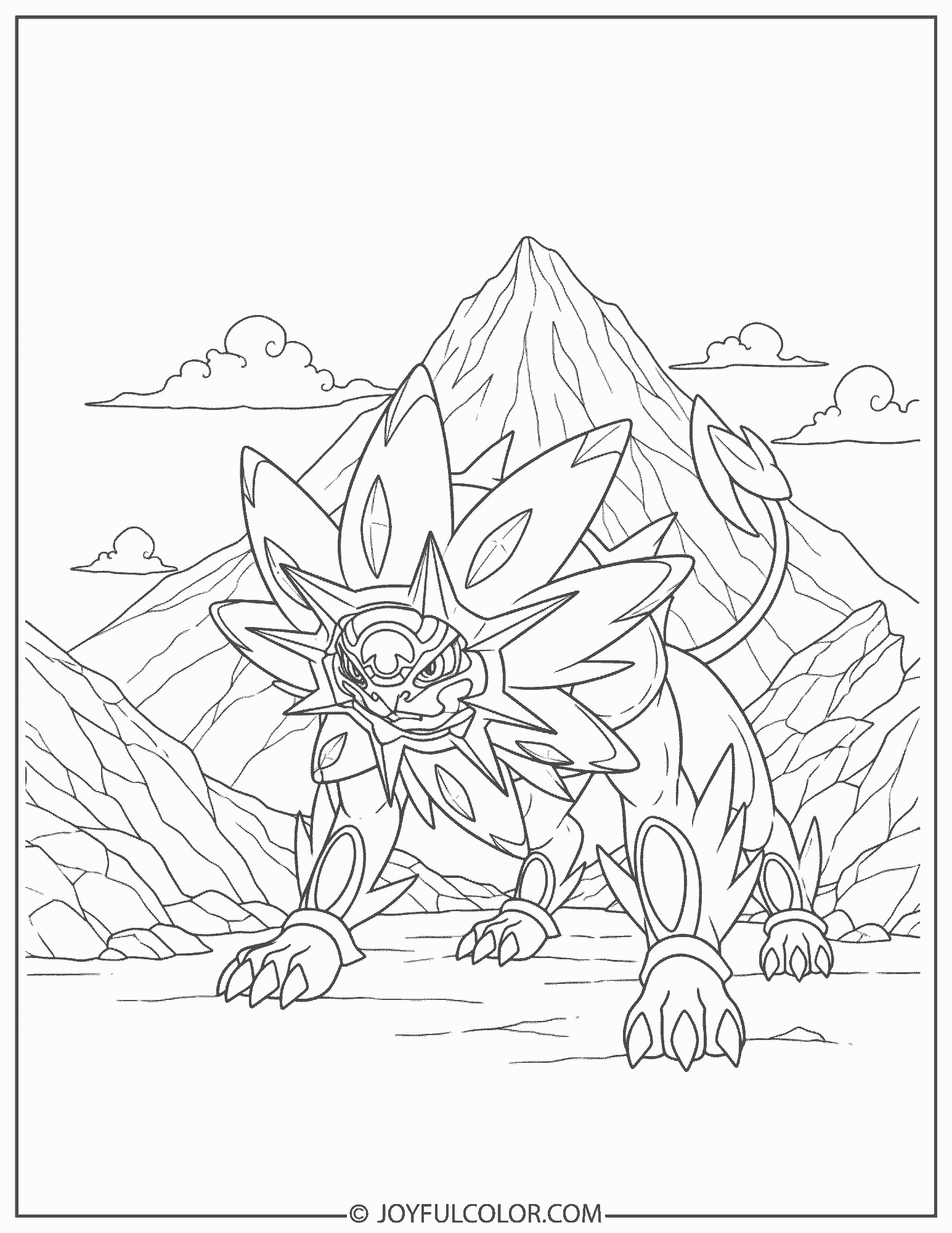 Solgaleo Battle Pose Coloring Page