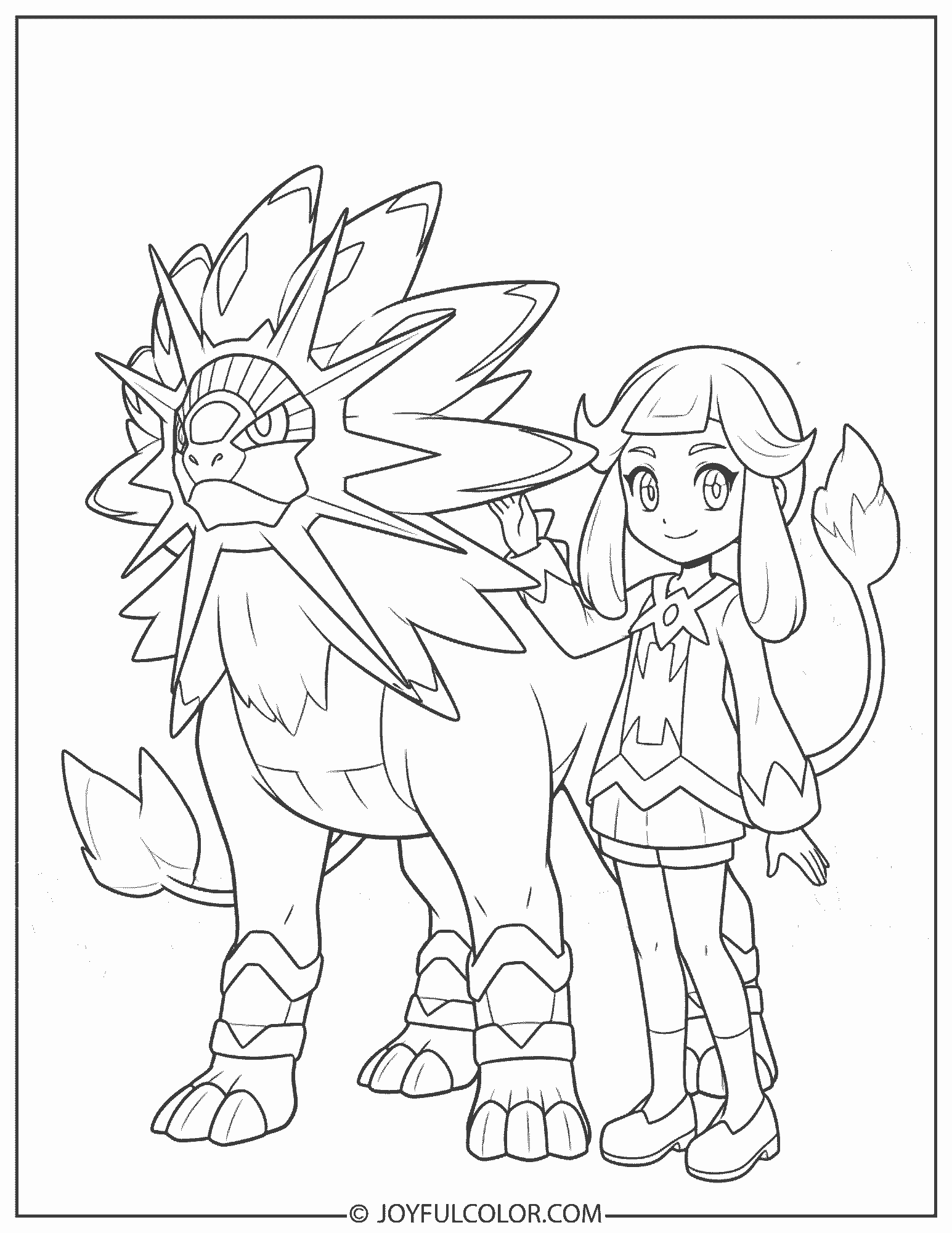 Solgaleo and Lillie Coloring Page