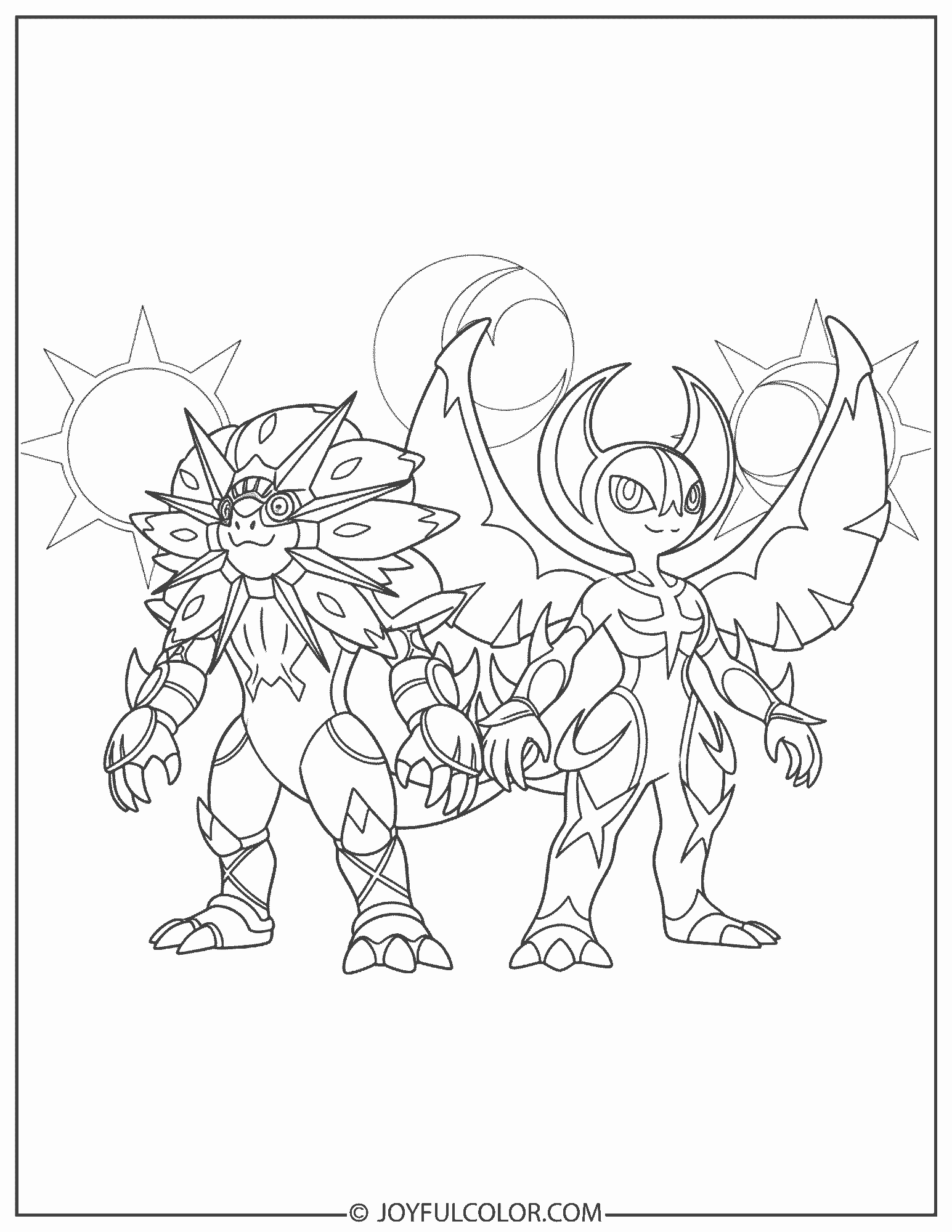 Solgaleo and Lunala Coloring Page