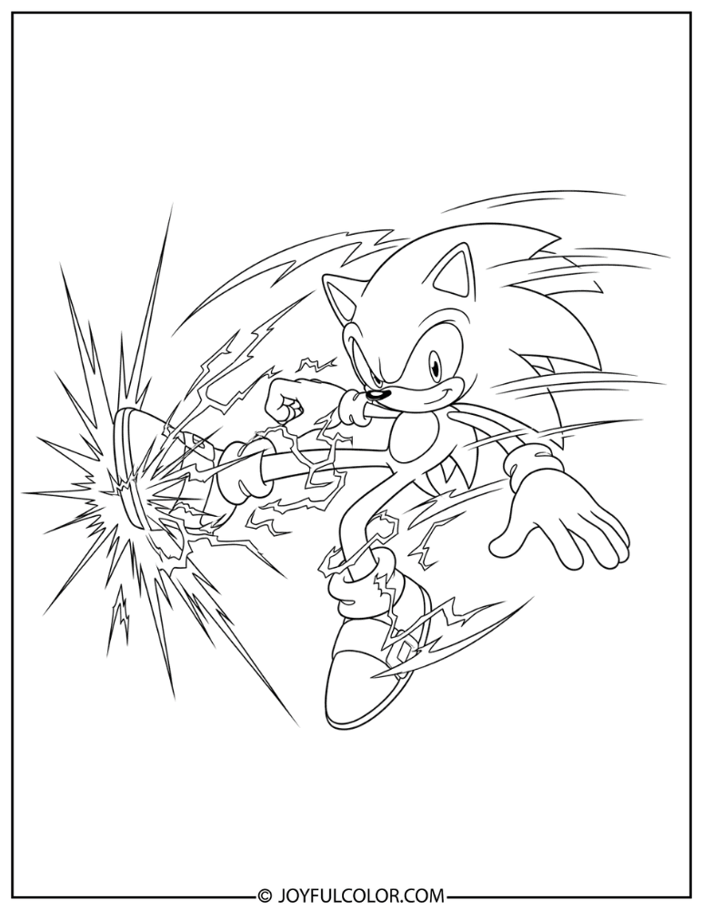 Sonic Electric Kicks Coloring Page