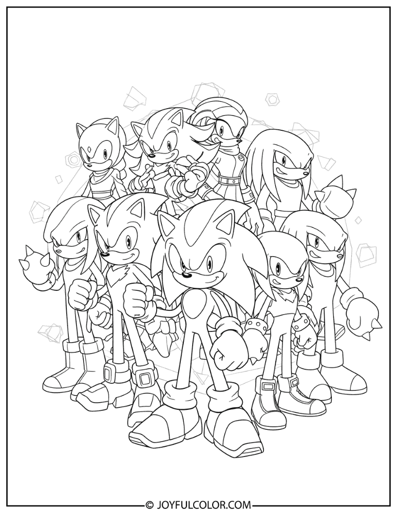 Sonic Prime Cast Group Coloring Page
