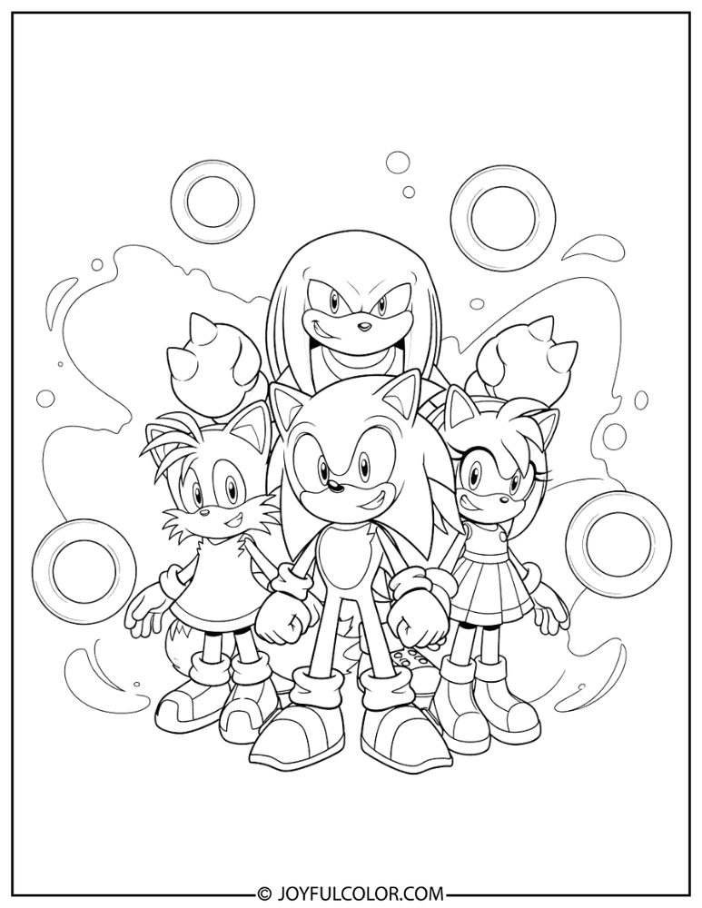 Sonic Prime Friends Coloring Page