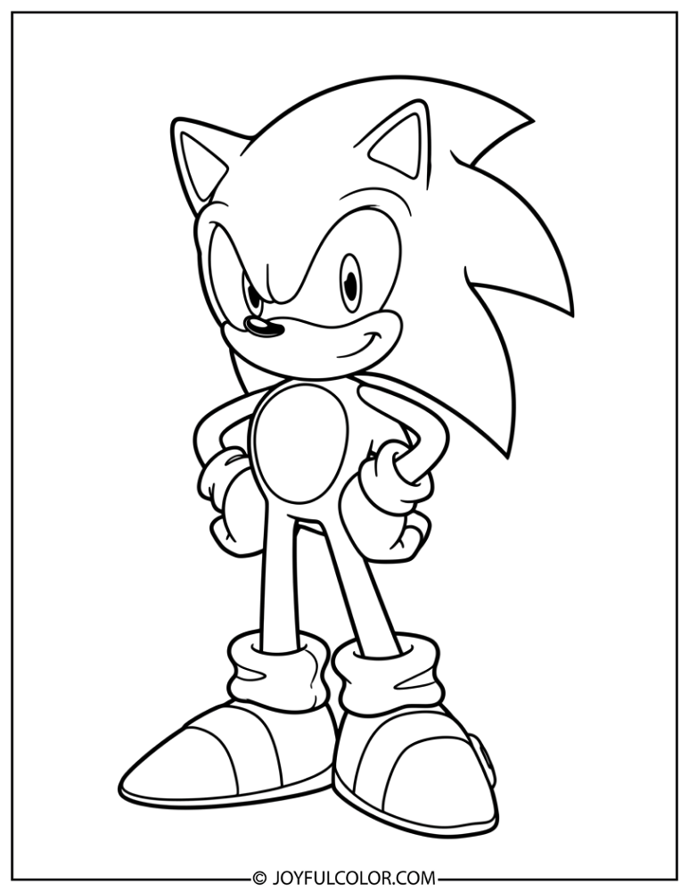 Sonic Standing Pose Coloring Page