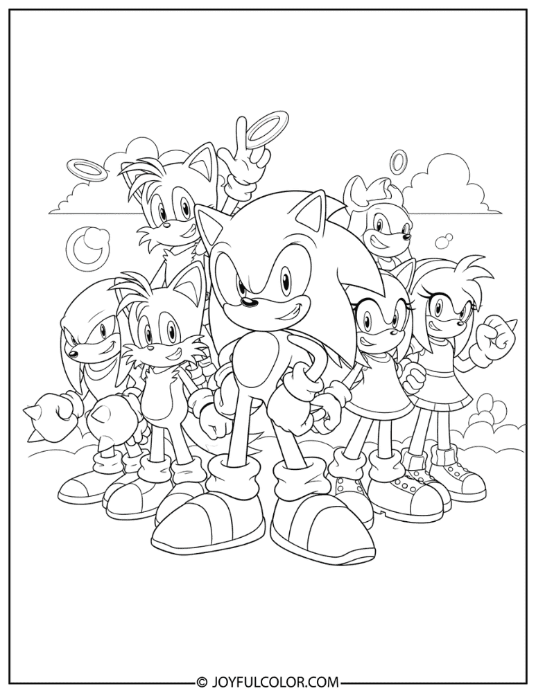 Sonic Team Group Coloring Page